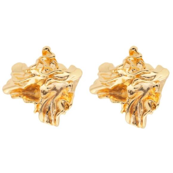 NEW WITH BLACK POUCH AMBER SCEATS REESE EARRINGS SCULPTURED 24K GOLD PLATED - Picture 2 of 6